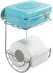 Wenko WC-Papierhalter Turbo-Loc Befestigen ohne Bohren Chrom m. Ablage