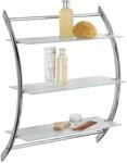 Wenko Wandregal Vermont Chrom mit 3 Glasablagen 57 x 71 x 22 cm Chrom