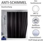 Wenko Anti-Schimmel Duschvorhang Uni Polyester 180 cm x 200 cm Schwarz