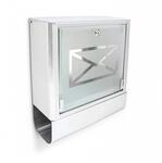 Relaxdays Briefkasten Edelstahl Glas Silber mit Zeitungsrolle 40 cm x 35 cm x...