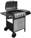 vidaXL Gasgrill Flammen Schwarz und Silbern 41900