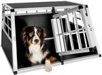 Tectake Hundetransportbox Doppel Mit Gerader R&uuml;ckwand Aus Aluminium Robust und