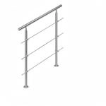 Relaxdays Treppengel&auml;nder Edelstahl 1,0 m 2 Pfosten 3 Querstangen 108 cm x 100 cm x