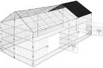 Tectake Freilaufgehege F&uuml;r Kaninchen Aus 12 Gitterelementen Mit Sonnenschutz 180 x