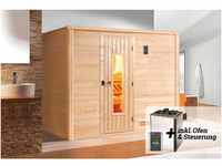 Weka Premium Massivholz-Sauna Bergen 3 Sparset 7,5 kW OS digi. Steuerung
