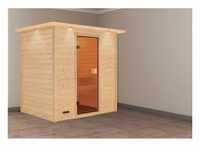 Karibu Sauna-Set Sonja mit Kranz Naturbelassen