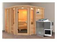 Karibu Sauna-Set Martha inkl. Bio-Ofen 9 kW mit ext. Steuerung