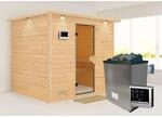 Karibu Sauna Sarina Edelstahlmit Ofen externe Stg.Dachk Natur