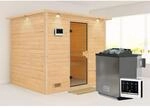 Karibu Sauna Sarina mit Bio-Ofen externe Stg.LED-Dachkranz Natur