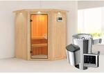 Karibu Sauna mit Ofen externe Stg.LED-Dachkranz Natur
