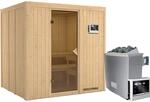 Karibu Sauna-Set Stina inkl. Edelstahl-Ofen 9 kW mit ext. Steuerung