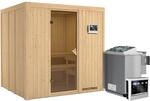 Karibu Sauna-Set Stina inkl. Edelstahl-Bio-Ofen 9 kW mit ext. Steuerung