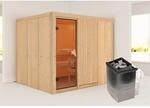 Karibu Sauna Gunda Edelstahlmit Ofen intergrierte Stg.Natur
