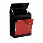 Relaxdays Briefkasten Stahl Schwarz Rot Abschlie&szlig;bar Wetterfest 53 x 43,5 x 26 cm 8