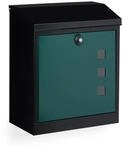 Relaxdays Briefkasten Stahl Schwarz Gr&uuml;n Abschlie&szlig;bar Wetterfest 53 x 43,5 x 26 cm