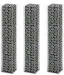 vidaXL Gabionen-Set 3 Tlg Verzinkter Draht 25x25x150 cm 141046