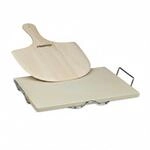 Relaxdays Pizzastein Set Cordierit mit Pizzaschieber 1,5 cm x 38 cm x 30 cm