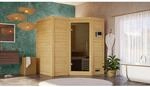 Woodfeeling Sauna Steena 1 naturbelassen mit graphitfarbender T&uuml;r