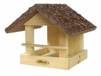 Dobar Kleines Vogelfutterhaus mit Rindendach 20 cm x 22,5 cm x 18 cm Kiefer