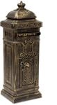 Relaxdays Standbriefkasten Aluguss Gold Wetterfest Rostfrei Abschlie&szlig;bar 101 cm x