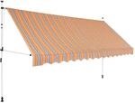 vidaXL Einziehbare Markise Handbetrieben 400 cm Gelb/Blau Gestreift 43230
