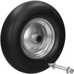 ECD Germany Schubkarrenrad PU Vollgummi &Oslash; 390 mm Schwarz mit Achse