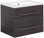 Fackelmann Einzelwaschtisch B.Perfekt 60 cm Dark Oak mit Softclose