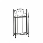 Relaxdays Blumenregal mit 2 Ablagen Metall Schwarz Klappbar 64,5 cm x 33,5 cm x 18 cm