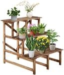 Outsunny Pflanzenregal Tannenholz Verkohlt L80 x B80 x H78cm