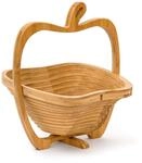 Relaxdays Faltkorb Apfel Bambus Klappbar H&auml;ngbar 30 cm x 27 cm x 22,5 cm