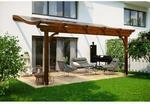 Skan Holz Terrassen&uuml;berdachung Verona 541 cm x 389 cm Nussbaum