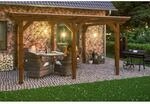 Skan Holz Terrassen&uuml;berdachung Siena 434 x 250 cm Leimholz Nussbaum