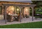 Skan Holz Terrassen&uuml;berdachung Siena 434 x 250 cm Leimholz Schiefergrau