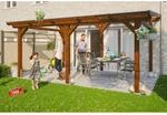 Skan Holz Terrassen&uuml;berdachung Siena 541 x 400 cm Leimholz Nussbaum