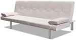 vidaXL Schlafsofa mit 2 Kissen Kunstleder Ausziehbar Cremewei&szlig;