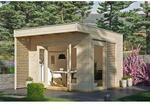 Skan Holz Holz-Gartenhaus Tokio Flachdach Unbehandelt 340 cm x 440 cm 0 m&sup2;