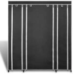 vidaXL Stoffschrank mit F&auml;chern Kleiderstangen 45&times;150&times;176 cm Schwarz