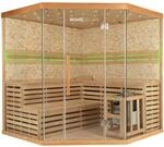 Traditionelle Sauna SKYLINE BIG Tannenholz Natur XL mit Kunststeinwand
