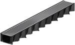 ACO Rinne Hexaline 2.0 aus schwarzem Kunststoff mit stahlverzinktem Stegrost 1 m