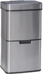 Relaxdays M&uuml;lltrennsystem Edelstahl Kunststoff Silber 3-fach mit Sensor 74,5 cm x 42