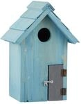 Relaxdays Nistkasten Holz Blau Abschlie&szlig;bar 24,5 cm x 17 cm x 12 cm 0,5 kg