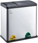 Svita TC2Combo35 M&uuml;lleimer Edelstahl Abfalleimer M&uuml;lltrennung 12l + 23l Silber