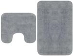 vidaXL Badematten-Set 2-Tlg Stoff Grau