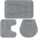 vidaXL Badematten-Set 3-Tlg Stoff Grau