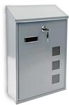 Relaxdays Briefkasten Metall Silber Abschlie&szlig;bar Mit 3 Fenstern 25 cm x 40 cm x 10