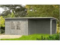 Palmako Ella Holz-Gartenhaus Grau Flachdach Tauchgrundiert 592 cm x 300 cm