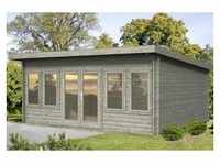 Palmako Lisa Holz-Gartenhaus Grau Pultdach Tauchgrundiert 530 cm x 380 cm