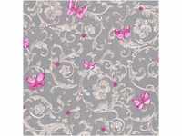 Bricoflor Romantische Tapete in Grau und Rosa Französische Barock Tapete mit