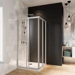 Breuer Eckeinstieg Schiebet&uuml;r Fara 4 Silber Matt Kunststoffglas 80-90 cm