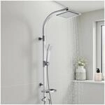Tectake Aluminium Regenduschsystem Chrom Optik Mit Kugelgelenk 49 x 20 x 110 cm